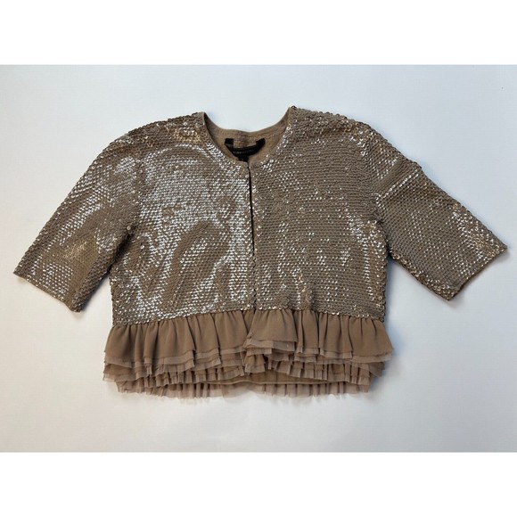 New BCBG Women Top XS Cropped Shrug Cardigan Short Sleeve Designer $248 now $99 - Picture 2 of 9